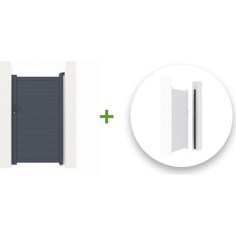Portillon aluminium EIGER 100x180cm + Kit inversion ouverture (1/5)