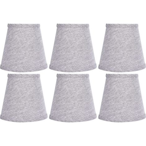 pantallas de lámpara de tela gris plateada para lámparas de mesa y plafones, aptas para bombillas E14 o pequeñas.