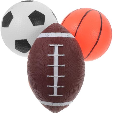 3 pièces Balles Rebondissantes Légères pour Garçon Fille Extérieur et Intérieur Coordination Main Pied Ballons Rugby et Football pour Tout Petits Ans (1/5)