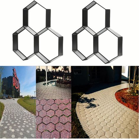 2PCS en plastique chemin de jardin Bricolage fabricant moule manuel pavage brique pierre béton outil réutilisable (1/5)