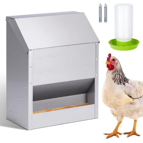 1 Mangeoire,Acier Inoxydable,10 Kg,Abreuvoir Plastique,Suspendue,Poulailler Extérieur (1/5)