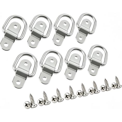 Ancrages d'arrimage à anneau en D avec vis, en acier inoxydable 304, support de Surface robuste pour camion remorque bateau 6x28 8 pièces (1/5)