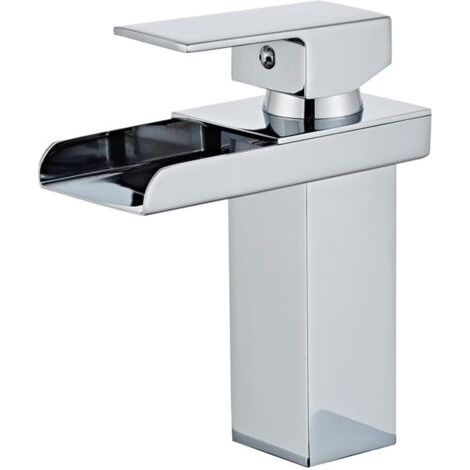 Grifo de lavabo cromado con manguera de entrada flexible, grifo monomando de un solo orificio con diseño exclusivo.
