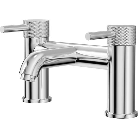 Colore Round Polished Chrome Bath Filler with Fully Knurled Tap Heads (1/5)