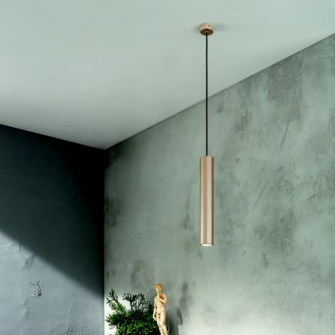 Lampada a sospensione D6 cm in alluminio verniciato a polvere Oro FILO - Grande (1/2)
