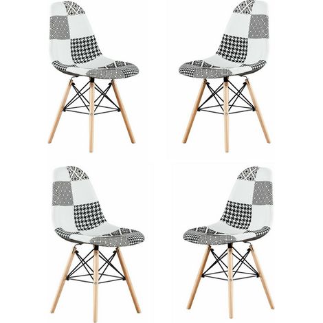 Set of 1/2/4/6 Chrono Patchwork Eiffel Dining Chair - Set of 4 - Multicoloured