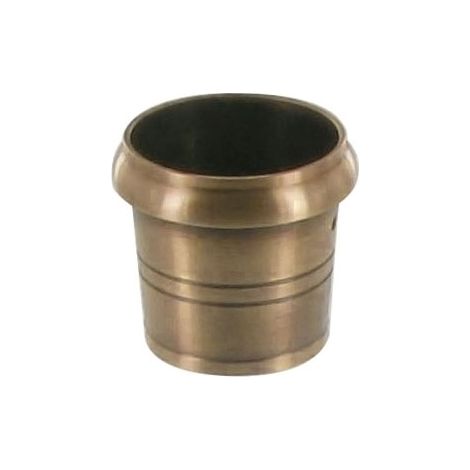 Dubois – Sabot rond laiton patiné – Hauteur 32 mm – Diamètre haut 30 mm – Diamètre bas 24 mm – Ferrure de serrure de meuble