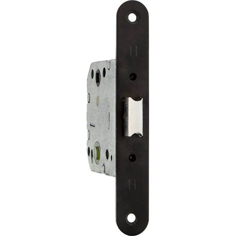 Pêne de porte unifié réversible 47mm noir, têtière à bout rond, kit d'installation inclus (1/3)