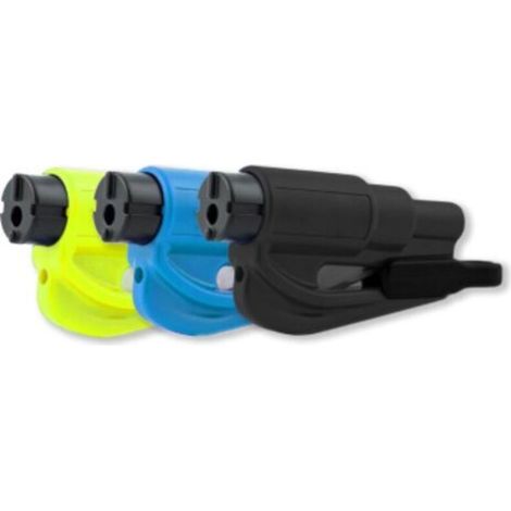 Marteau de sécurité multifonctionnel 2 en 1, coupe-ceinture de sécurité, outil d'évacuation pour porte-clés de voiture (noir, jaune, bleu) (1/4)