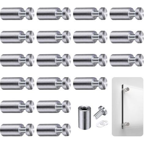 Entretoise en Acier Inoxydable 12 x 25 mm – Lot de 20 Vis D’écartement pour Support de Panneaux Publicitaires, Plaques et Présentoirs en Verre (1/5)