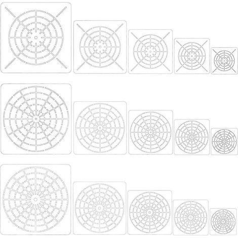 Ensemble de 15 pochoirs pour peinture à points mandala, pochoirs mandala réutilisables pour la pierre, le bois et la couleur. (1/5)