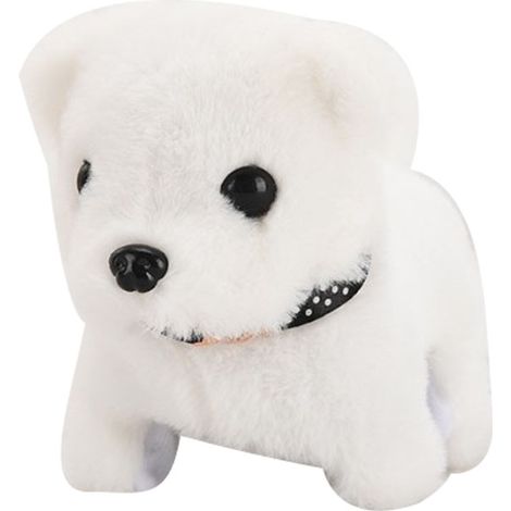 Chiot électrique en peluche simulant une marche, un aboiement, un hochement de tête et un remuement de queue collier électrique pour chien Bichon Frisé, jouet pour enfants (1/5)