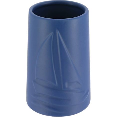 Runder becher aus steinzeug mit schiffsdekor - marineblau - Tendance