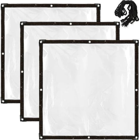 Lot de 3 Bâches Transparentes en PE avec Œillets Bâche Transparente Imperméable Bâche Plastique de Pluie Légère Carrée 3.31x3.28 pi Bâche en Vinyle pour Clôture de Jardin Couverture (1/5)
