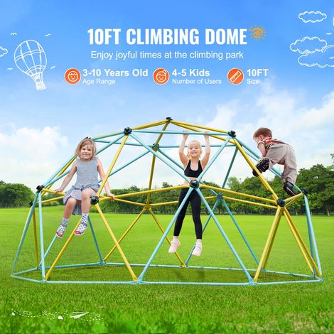 Dôme d'escalade géométrique 10PI extérieur pour enfants 3-10 ans, cage de singe 340kg, prise confort, montage rapide, aire de jeu jardin (1/5)