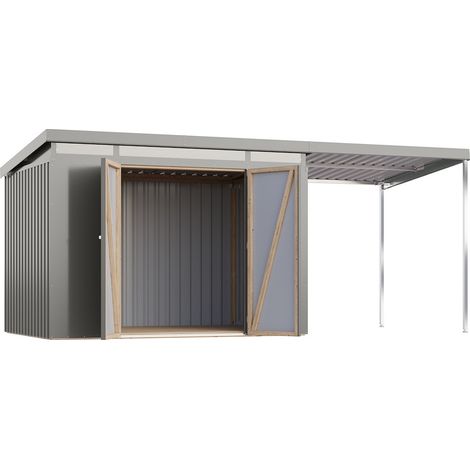 GH Iridium 3 graualuminium 289x206x213 mit Anbaudach 2 m