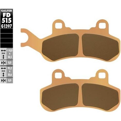 Plaquettes de frein Galfer KH683 en métal fritté (or) pour VTT Can-Am avant droit