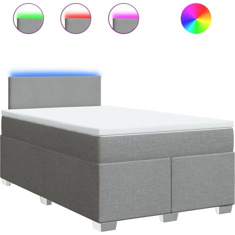 Lit double  Lit adulte  Sommier à lattes de lit et matelas gris clair 120x190 cm tissu