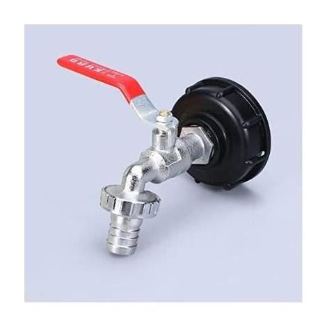 Robinet Cuve 1000L Recuperateur Eau De Pluie, Adaptateur Réservoir d'eau IBC 1/2' Double Pluie,Robinet en Matériau alliage Fabriqué (1/4)