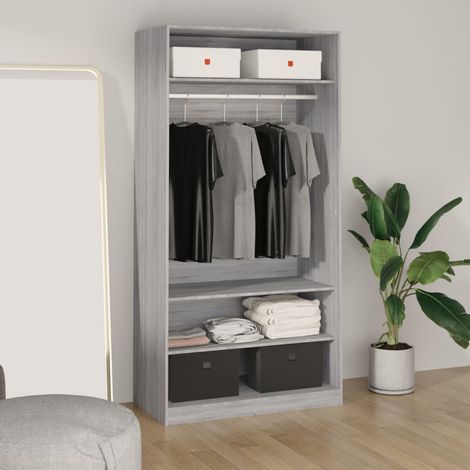 vidaXL Wardrobe Grey Sonoma 100x50x200 cm Engineered Wood (1/5)