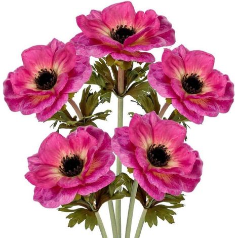 5er Set Künstliche Anemonen Kunstblumen Rosa Frühlingsblumen 53 cm (1/5)