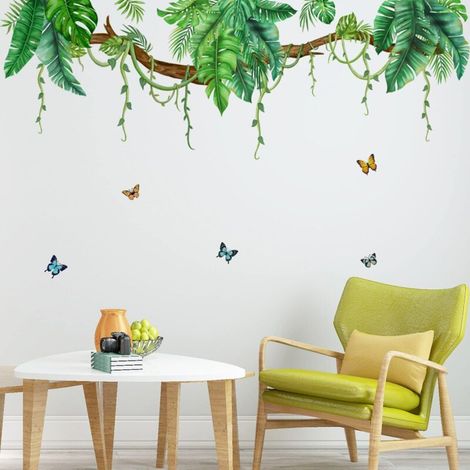 Autocollant muraux plantes tropicales autocollant mural vert grandes feuilles autocollant mural vert bricolage autocollant mural plantes tropicales (1/5)