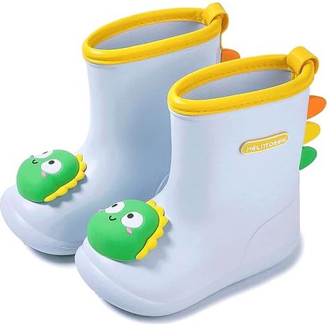 MINKUROW Botas De Lluvia Para Niños Botas De Lluvia Para Niños Botas De Goma Para Niñas Botas Antideslizantes Para Niños Unisex, Dinosaurio, Longitud Del Zapato 17 Cm (1/5)