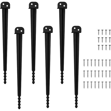 Wolketon Einschlagbodenhülse 6 St., 500 mm, 40 mm, pulverbeschichtet, Pfostenträger für Holzpfosten, Zaun, Sichtschutz und Gartenprojekte