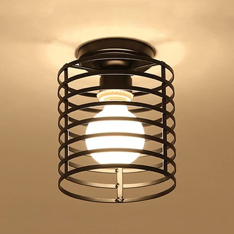 Plafonnier industriel 1 pièce, plafonnier adapté au couloir à la cuisine intérieur, luminaire de ferme E27, rétro, au salon, encastré (ampoule incluse) (1/5)