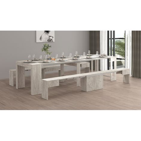Banc extensible contemporain gris béton Montoya (1/5)