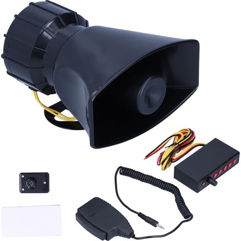 12V 100W 125DB Auto-Megaphon-Sirene mit 5 Tönen: Notfall, Feuer und Warnung für Auto und Motorrad (1/5)