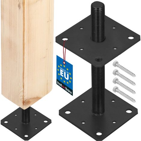 KOTARBAU® Base regolabile in acciaio avvitabile per gazebo e tettoie, filettatura M24, colore antracite, 160 x 252 mm