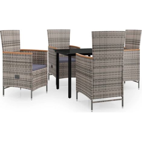 Maison Exclusive - Set da Pranzo da Giardino 5 pz con Cuscini Grigio