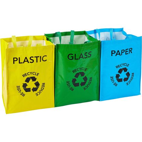 PREMIER Housewares 1900261 Set di 3 Borse da Riciclare Carta/Vetro/Plastica (1/5)