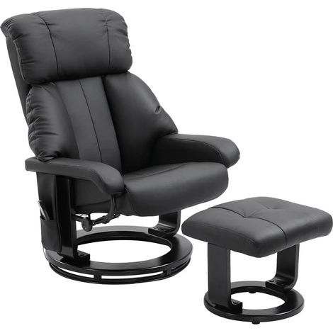 Poltrona massaggiante nera con poggiapiedi 76 x 80 x 102 cm HOMVRA (1/5)