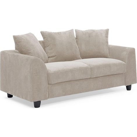 Canapé 2 Places en Velours Côtelé "Woodrow" 152cm Beige
