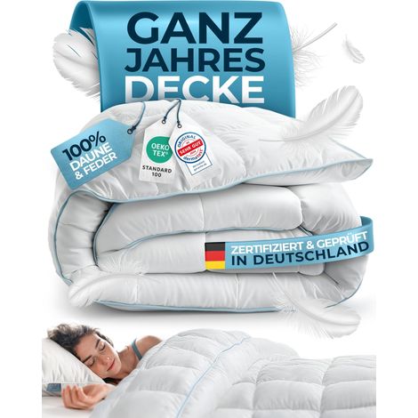 Couette en plumes et duvet 135 x 200 cm – Couette en duvet et plumes – Couette d'été et d'hiver – Couette toutes saisons (1/5)