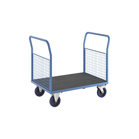 Carro de plataforma con paredes de rejilla  ruedas totalmente
