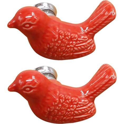 CCYKXASingle Hole Ceramic Drawer Handles, European Style, Red Cartoon Pattern, 2 Pieces, for Bedroom Kitchen Furniture, Installation (1/5)