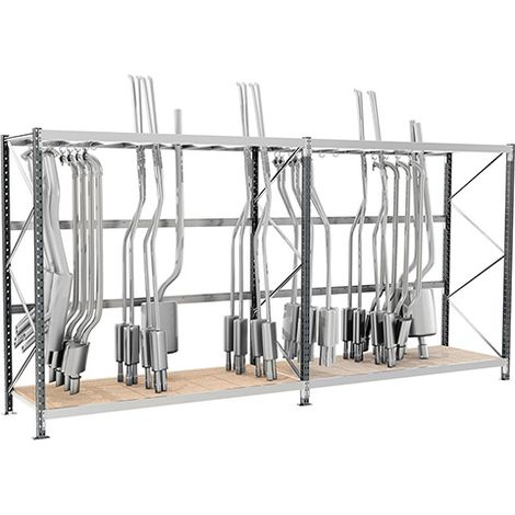 Cremagliera a 3 livelli per parabrezza - Elemento successivo - hxlxp: 2000x2000x1000mm - Utilizzabile solo con un modulo di avviamento - RAYOECH/3N/2020/S