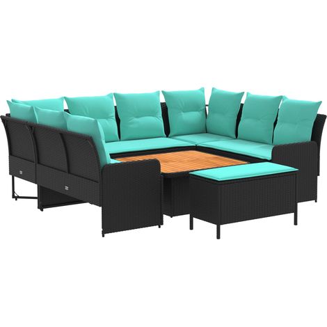 Ensembles de meubles 7 pc Noir et turquoise Rotin PE vidaXL (1/5)