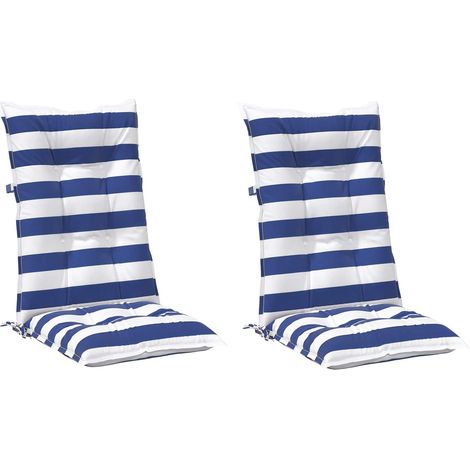 Cojín de exterior 2 pcs Azul y Blanco 120 x 50 x 7 cm Tela vidaXL