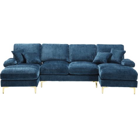 Canapé U-shaped modern grand chenille bleu 272.00x136.00x88.00 cm ZIPSOFA Canapé (1/5)