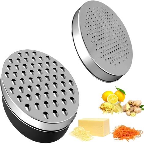 Râpe à fromage 2 en 1 avec récipient de rangement hermétique et brosse de nettoyage, hachoir à fruits et légumes (1/5)