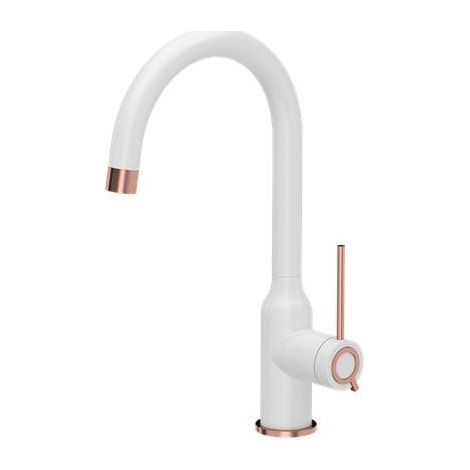 Rubinetto da cucina Quadron Ingrid bianco opaco finitura rame