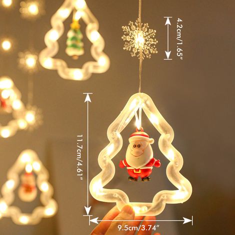 Lichterketten mit LED-Sternen, Weihnachtsbäumen, Schneemännern und Weihnachtsmännern für drinnen und draußen, Partys, Hochzeiten und Weihnachtsdekorationen (1/5)