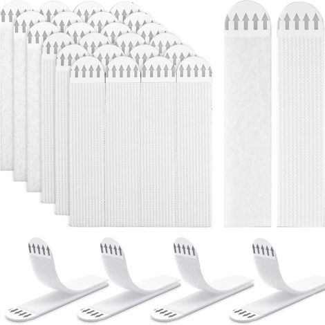 Velcro auto-adhésif double face - 48 paires de bandes pour accrocher des tableaux - Adhésif puissant - Velcro large et étroit - Blanc-AquaForge (1/5)