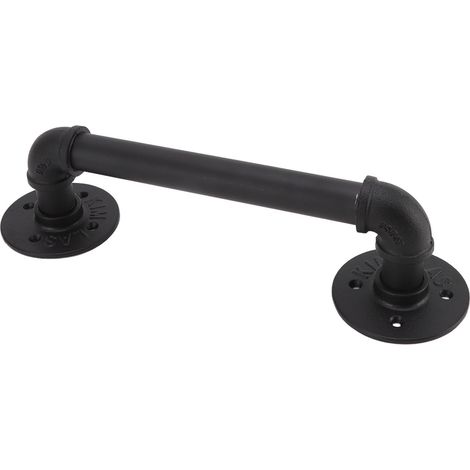 Poignée de porte simple style industriel rétro européen en fer noir, décorative et pratique, pour porte de grange à la maison (1/5)