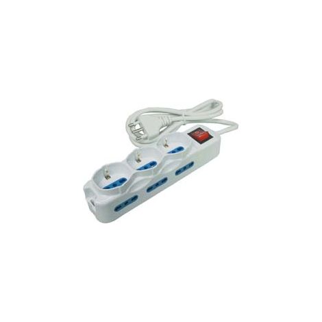 MULTIPRESA DA TAVOLO COMPATTA 3 SCHUKO + 6 BIPASSO CON INTERRUTTORE - 1 blister SYNTESY