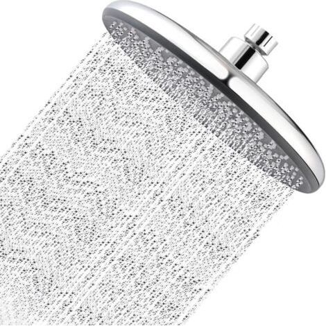 Pommeau de Douche, Tete de Douche Chromage Douche Pluie Ø220mm Booster Intégré et Système d'économie d'eau 330 Trous de Sortie d'eau en Silicone Réglable à 360° Avec Boule Rotative (1/4)